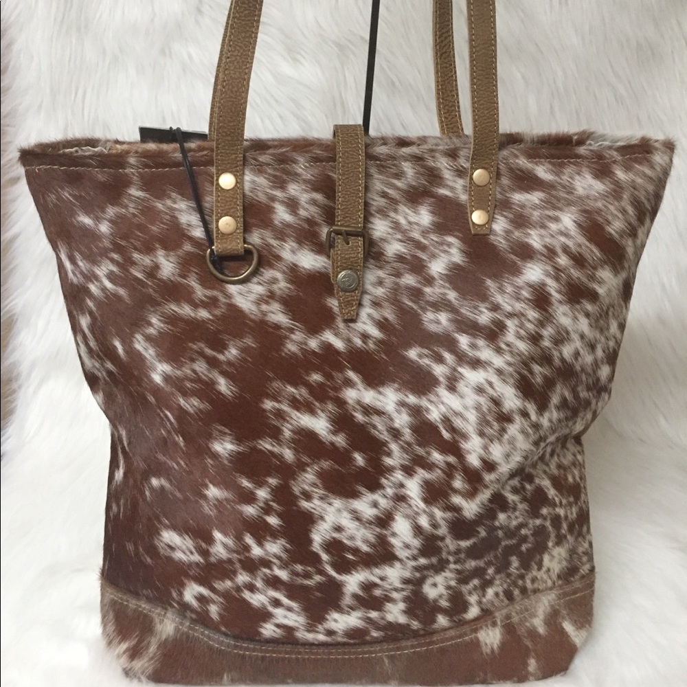 Myra Chestnut Hair On Leather Handbag Southern